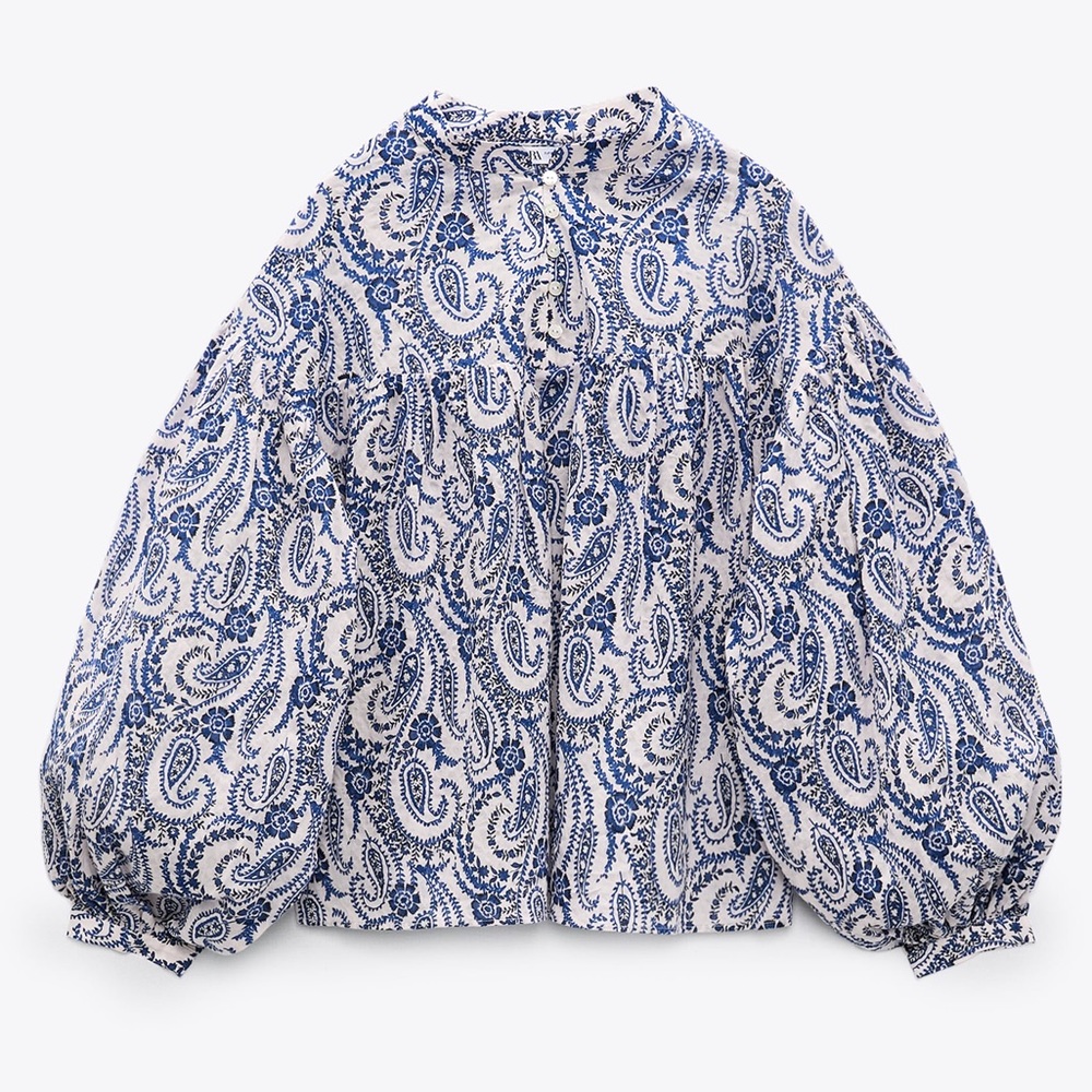 Zara printed cotton blouse